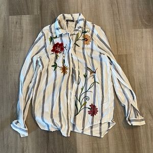 Embroidered Button Down Top